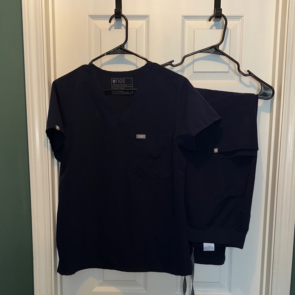 Figs Navy Blue Scrub Set-Straight leg